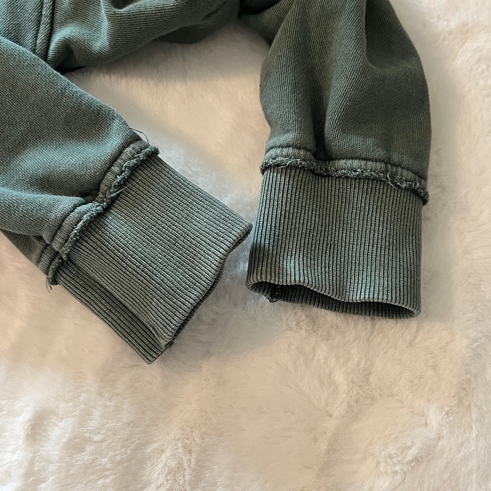 AERIE Oversized Beach Weekend Pullover Henley Hoodie in Forest Green Size Small - Picture 13 of 16